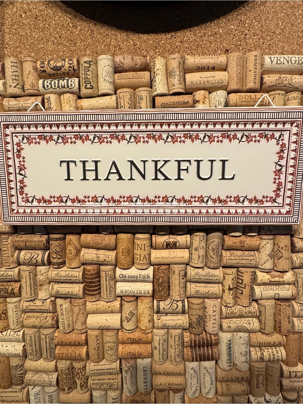 Thankful Plaque Holiday Decor Sign - Cream and Brown